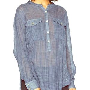 Linen free people button up shirt